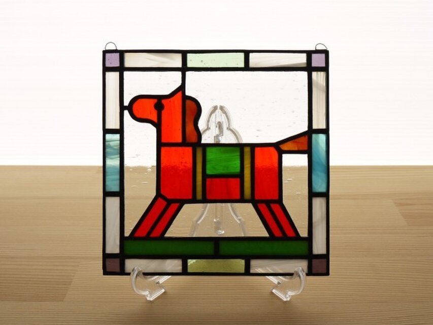 ステンドグラス ミニパネル 馬 15cm