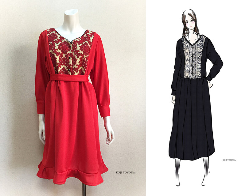 【オーダーメイド】イタリア製（紺）＋ゴブラン織りワンピース（KOJI TOYODA）