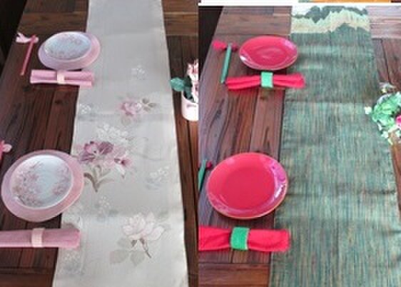 r68　飾り軸付　128x29cm　未使用帯 テーブルランナー　おしゃれ　テーブルランナー　リメイク