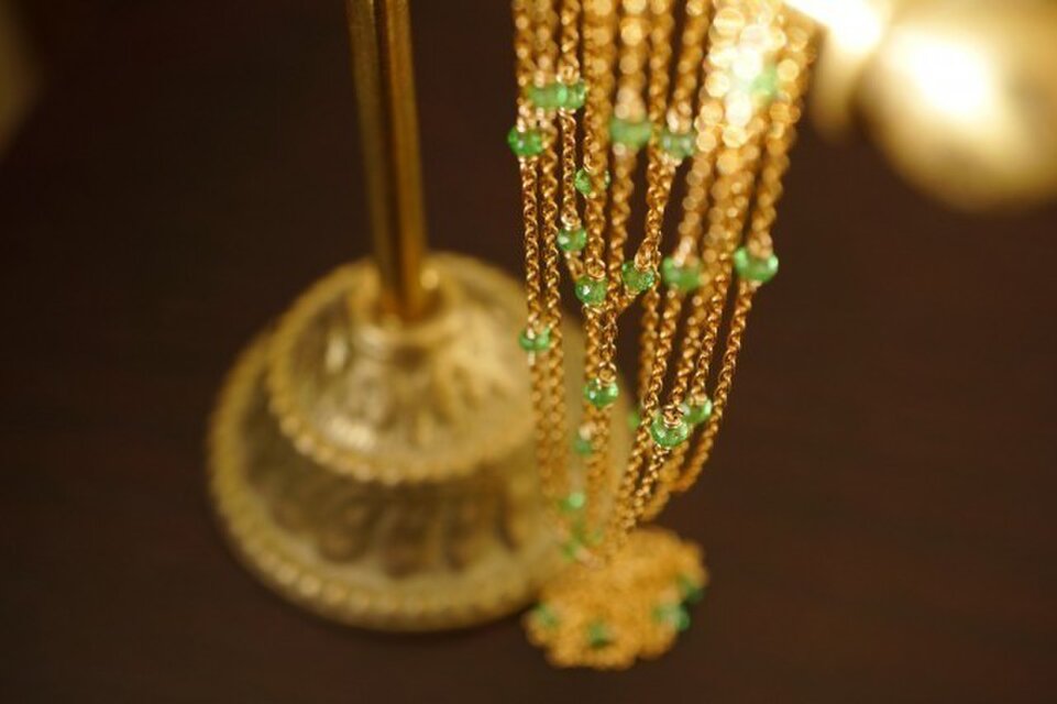 K14GF ツァボライトチェーンライクロングネックレス