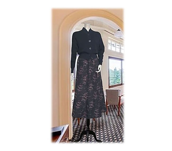 176 ＊ワケあり＊折り鶴着物リメイクマーメイドスカート（黒×ピンク）