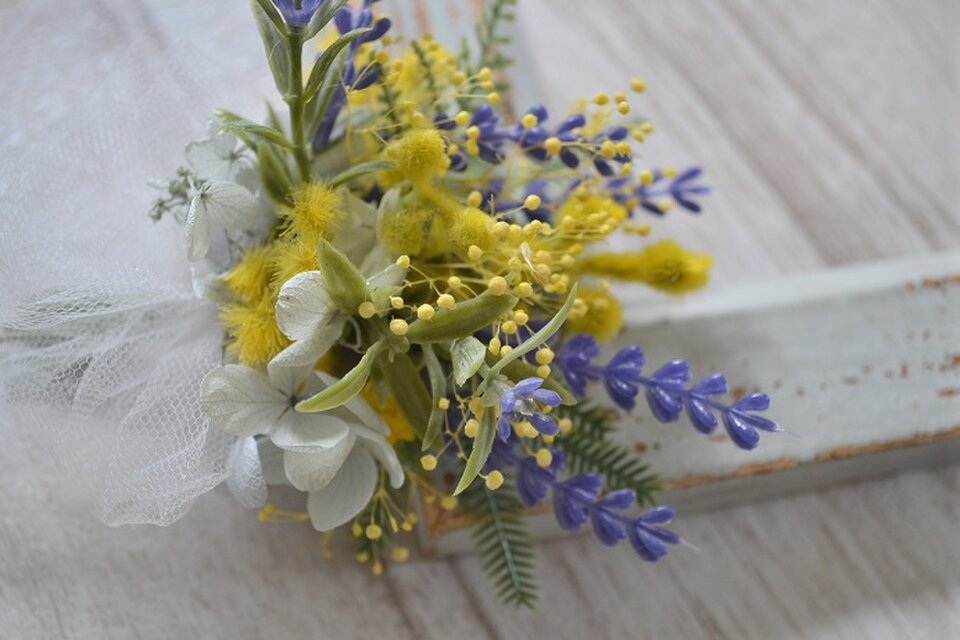 卒入園・卒入学】ミモザ・ラベンダーブーケコサージュ＊（M） | iichi