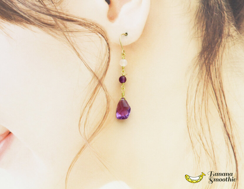 14kgfローズアメジスト・ブルーサファイアピアス/イヤリング 14kgfローズアメジスト・ブルーサファイアペンダントトップ