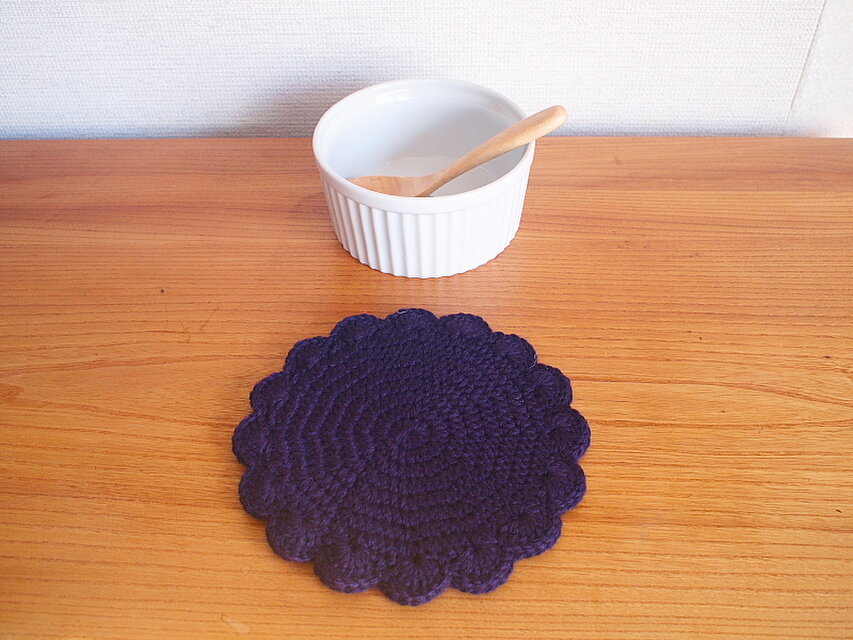 WOOL!クロッシェポットマット*L*プラム