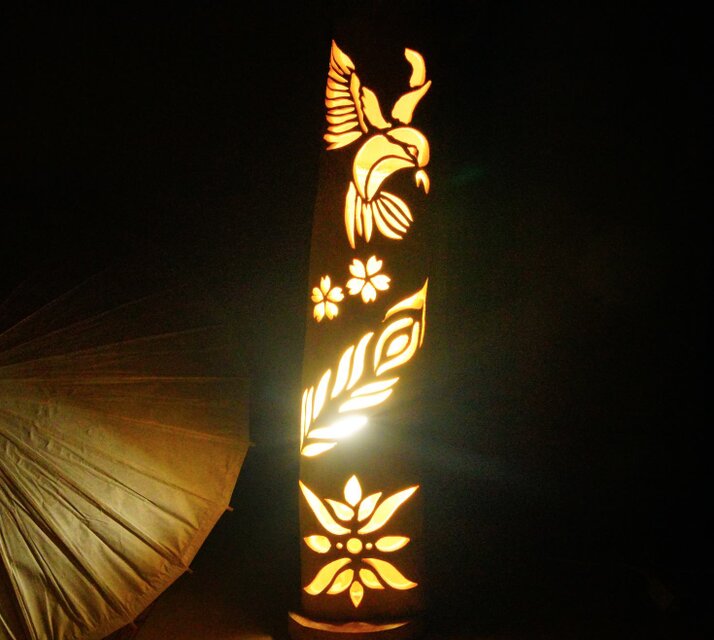 竹灯り・竹あかり・竹灯籠・竹灯篭・竹ランプ ～～ 癒しの灯り 光鳥