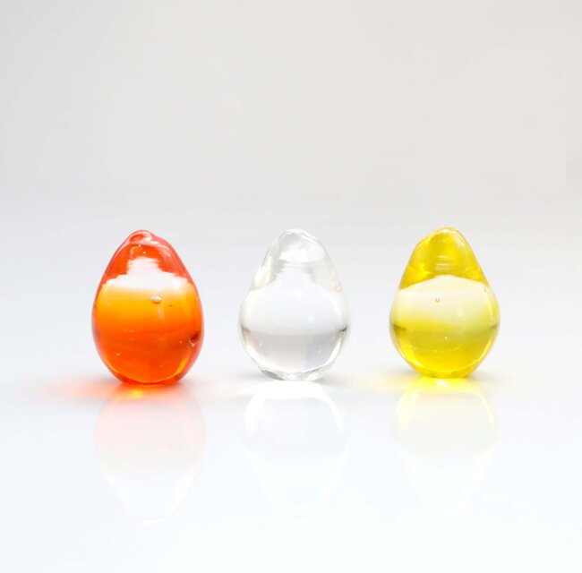 ガラスのプチオブジェ「虹の雫」 ビタミンカラー3色セット