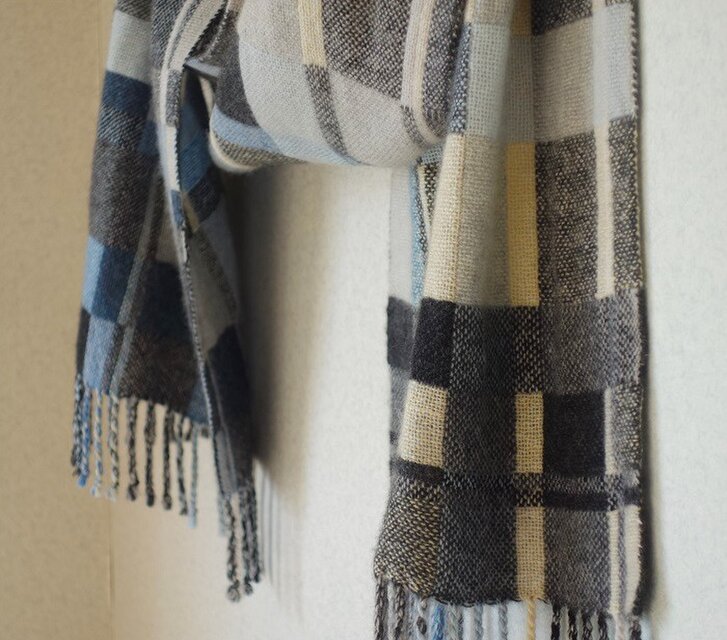 手織りカシミアマフラー・・月明かり