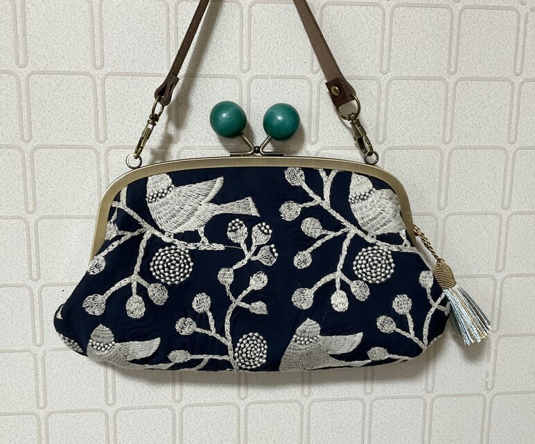 ファッション雑貨 ハンドメイド がま口長財布 tambourine × bird garden