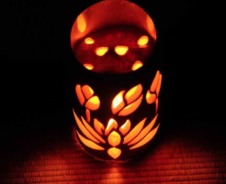竹灯籠 竹灯り ロウソクの揺らぎ 竹ランプシェイド 〜〜hasu