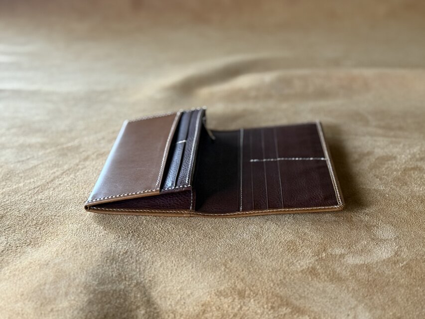 本革長財布　キャメル　高級イタリアンレザー使用