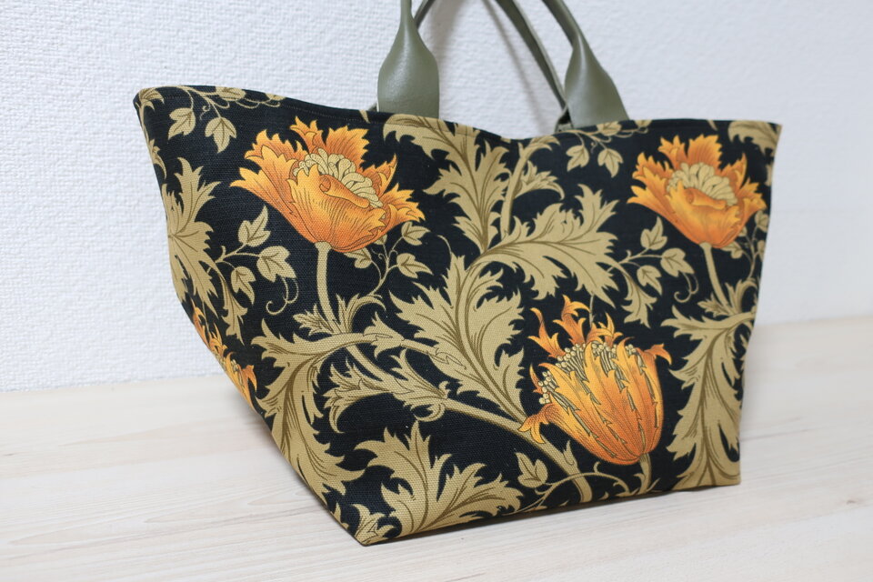 （受注品）大きめ花柄コットントートバック