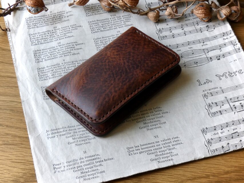 イタリア革の名刺入れ／チョコ