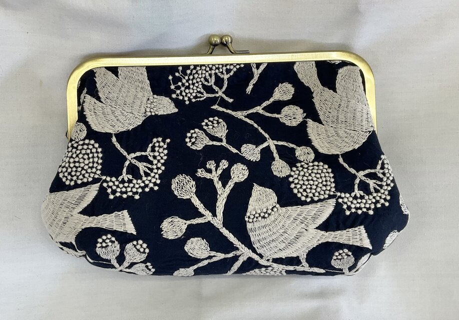 点と線模様製作所　バードガーデン　がま口コスメポーチ　　