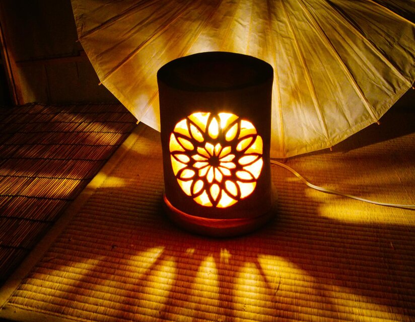 竹灯籠　竹灯り　★両面彫り★ 竹ランプ　〜〜星陽〜〜