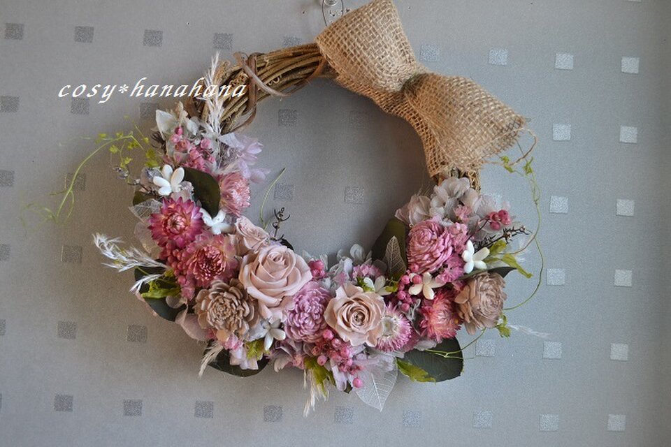 春ピンクのバスケットwreath