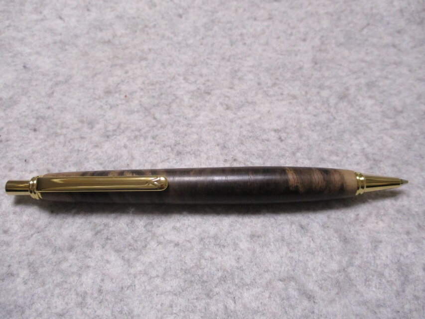 黒柿　緑孔雀杢　木地仕上げ　ワンピースタイプのシャープペンシル（0.5ミリ）　希少材