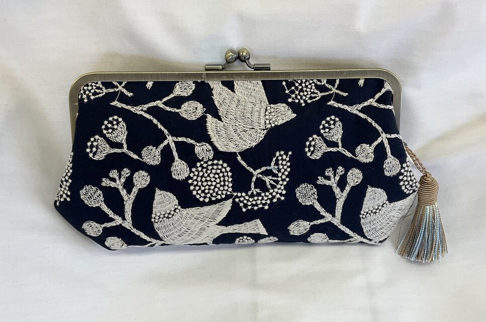 点と線模様　バードガーデン　シンプル　親子がま口長財布　