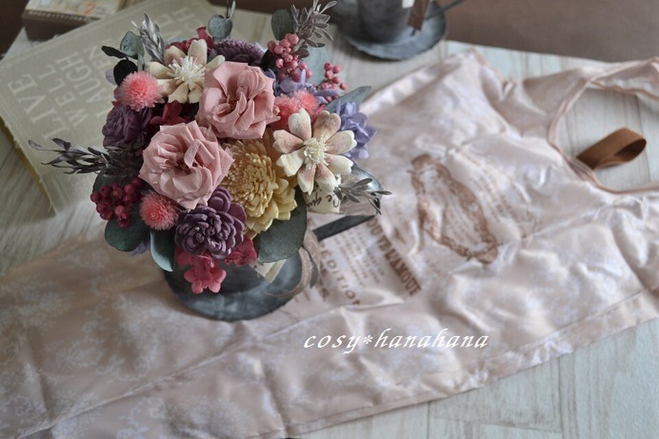 【母の日2022】ブリキcupアレンジ＆花束エコバックセット