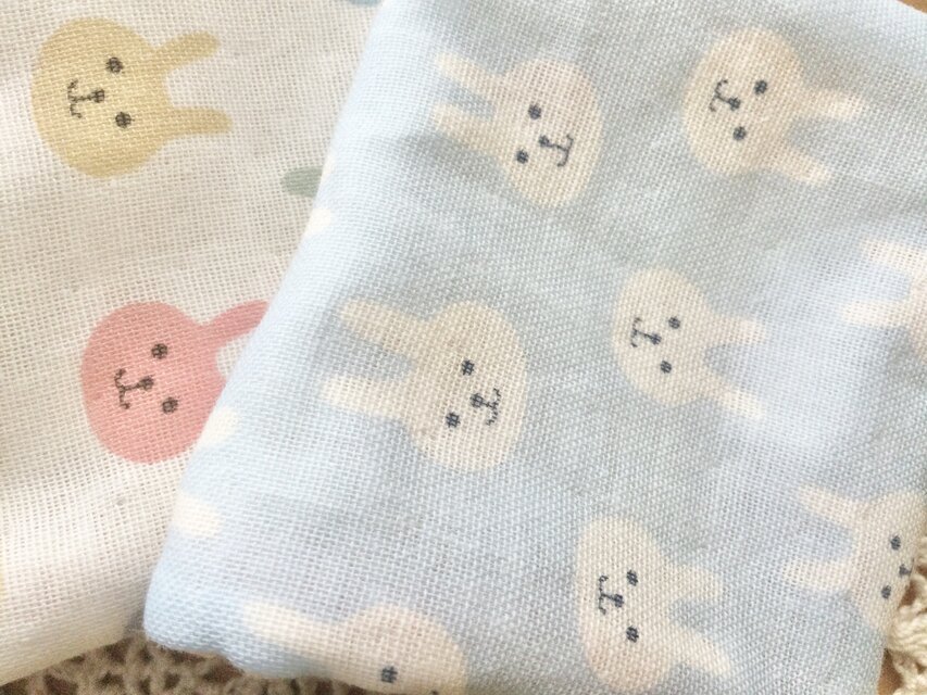 再4♪うさぎ♪ふわふわ8重ガーゼミニハンカチ♪3P♪ | iichi 日々の