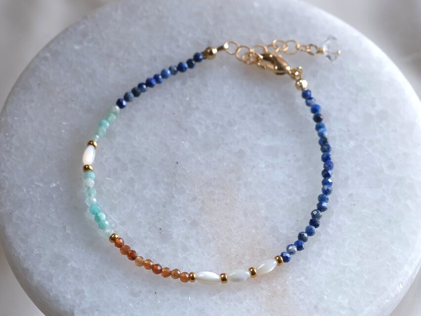 Yndislegt bracelat：天然石ビーズブレスレット ラピスラズリ/アマゾナイト/ヘソナイト