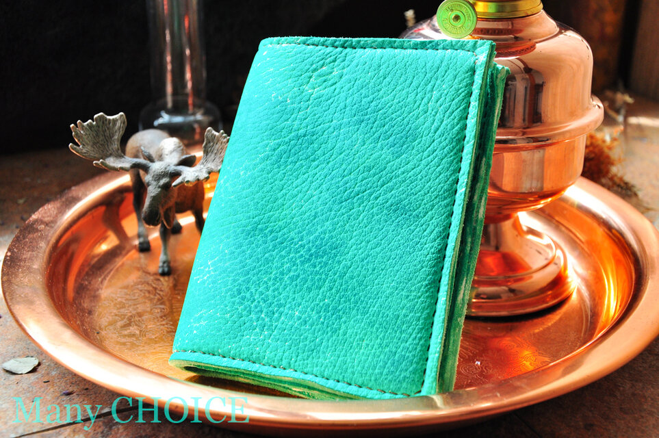 やみつきエルクのブックカバー（手染めミントグリーン）