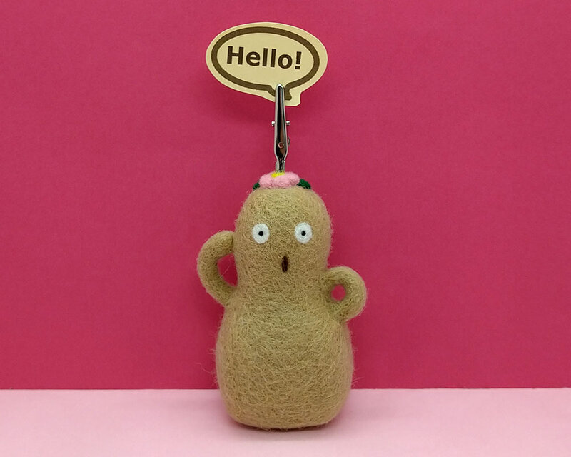 羊毛フェルトはにわのハニーメモスタンド