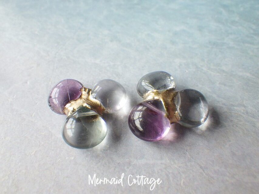 Fluorite Flower Kintsugi Earrings ☆イヤリング・ピアス
