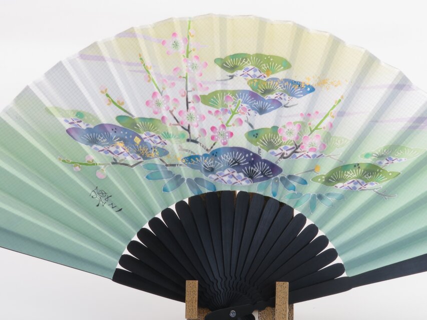 加賀友禅　扇子【松竹梅】
