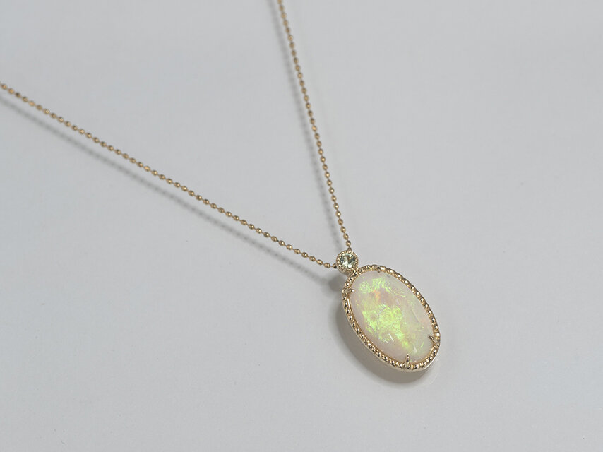 Opal & Peridot Milgrain Necklace【店舗にて販売済み】