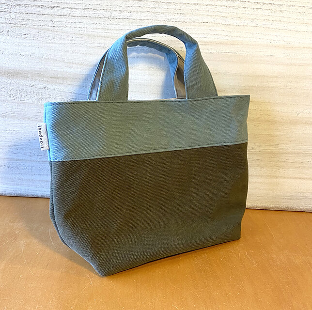SALE 帆布トートバッグSサイズ　アーミー＆アイスグレー