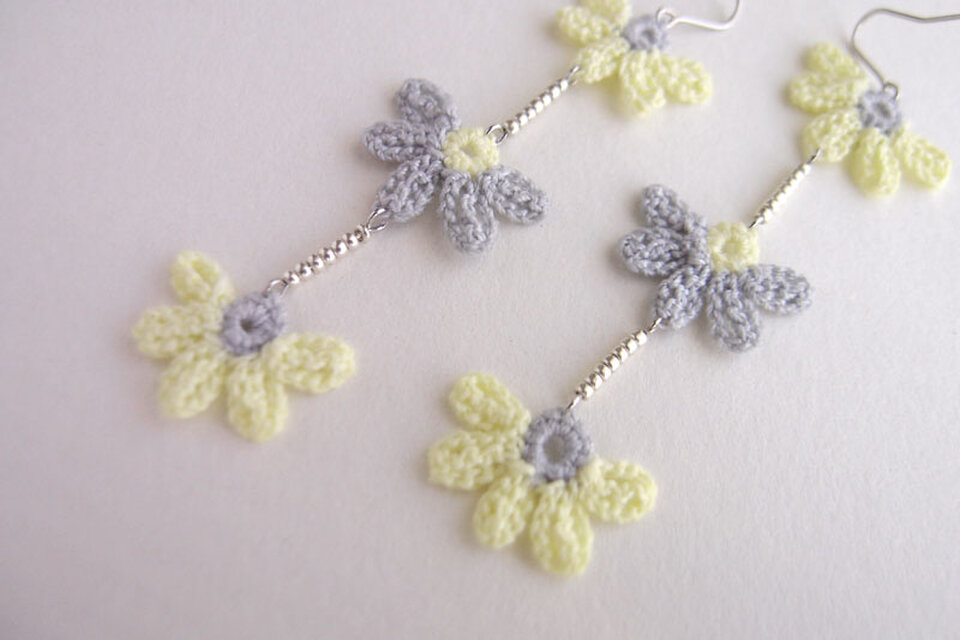 「ŞAKA ŞAKA」 -FLOWER FORTUNE PIERCE- light blue×ivoire