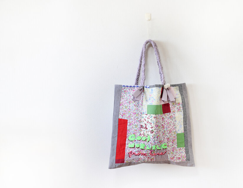 ことば刺繍トート「Good morning from here！2」