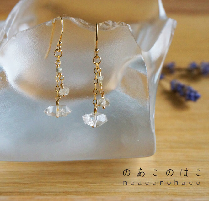 オイルインクォーツのピアス_14KGF