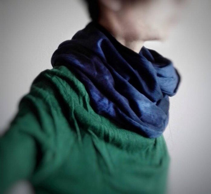 コットンスヌード　ムラ染めネイビー　送料無料