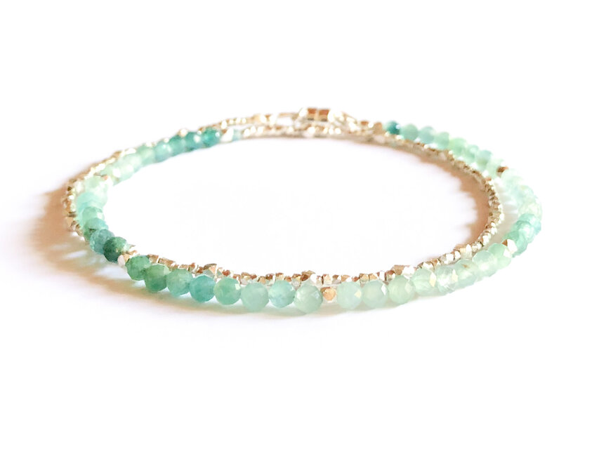 グランディディエライトとカレンシルバーの二連ブレスレット