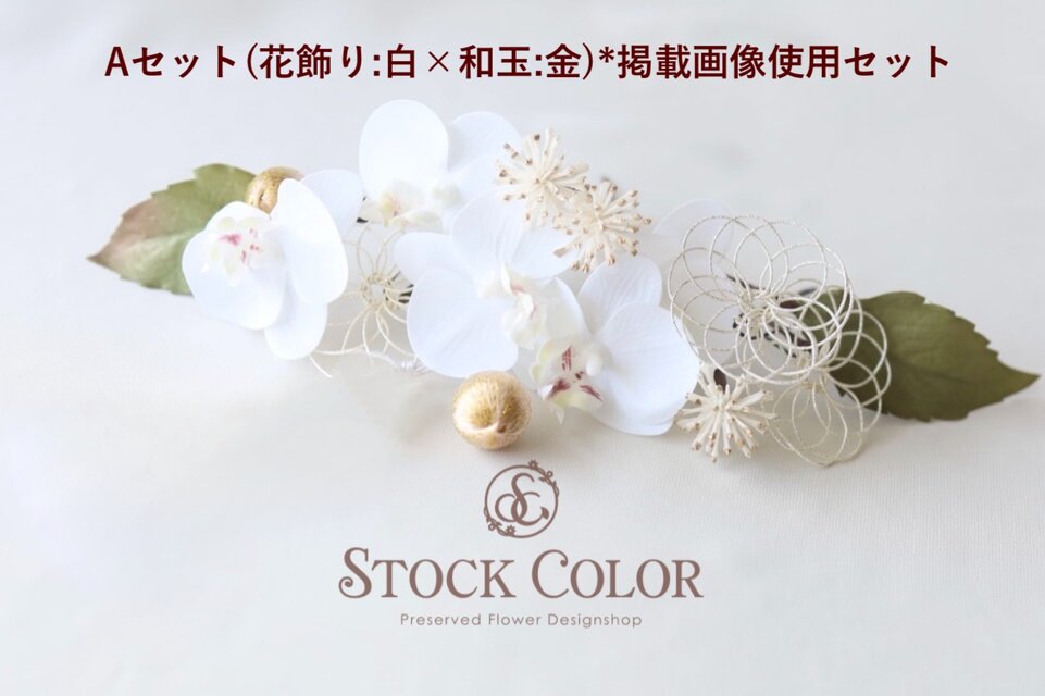 ミニ胡蝶蘭と水引飾りのヘッドドレス ヘアアクセサリー 髪飾り