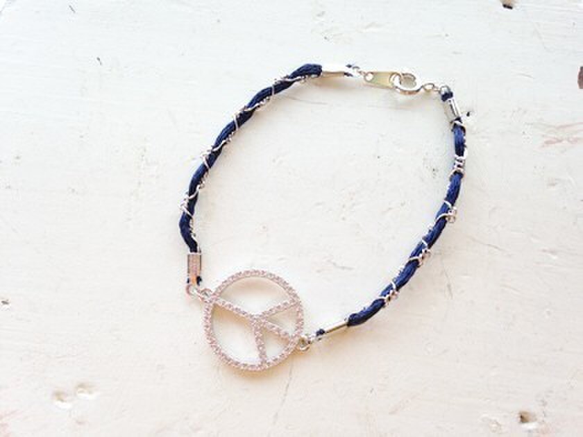 サテンコードブレスレット（ピースマーク）