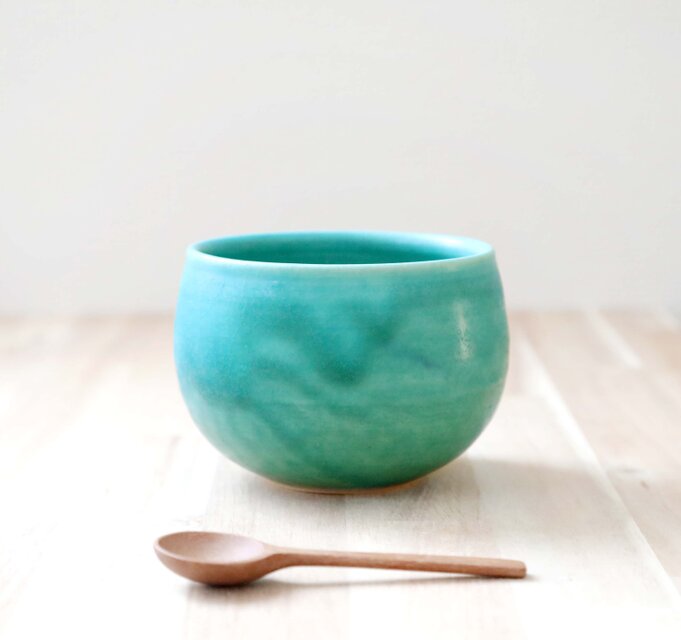 トルコ青マット釉のカフェオレボウル