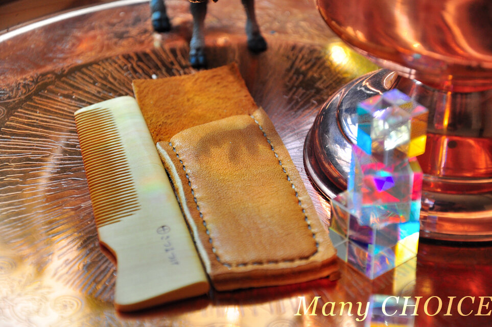 やみつきエルクのつげ櫛ケース2（黄茶）