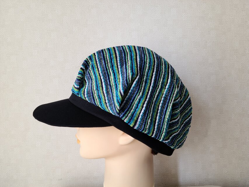 魅せる帽子☆涼しい♪サマーニットのバイカラーキャスケット