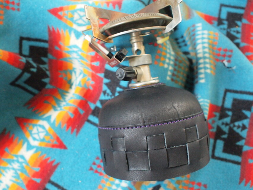 OD 缶カバー250/230サイズ　二段scacchi　 栃木レザー　ブラック・糸パープル