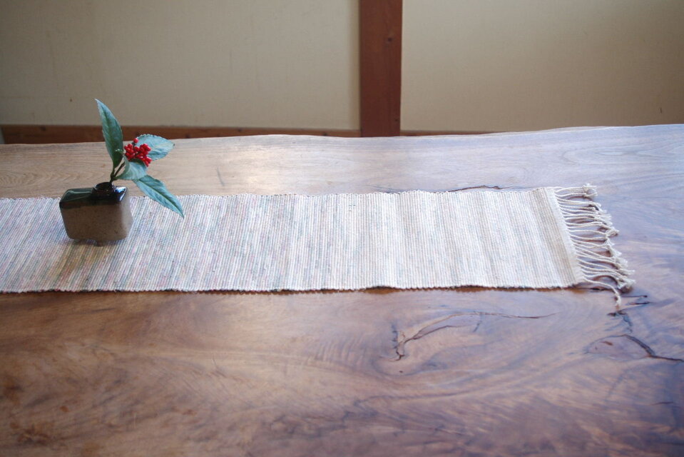 やさしい白 裂き織り 木綿 テーブルセンター | iichi 日々の暮らしを