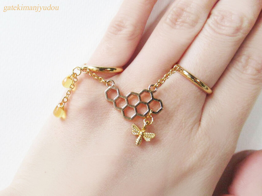 蜂とハチミツの2本指用リング