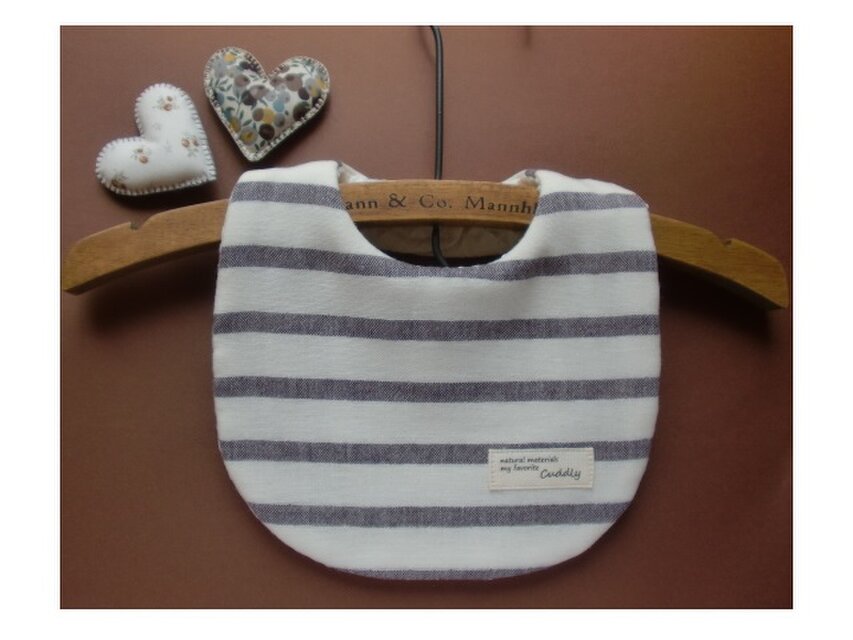 PURE*スタイ*Wガーゼボーダーオフ地 カフェ Cuddlyタグ Simple