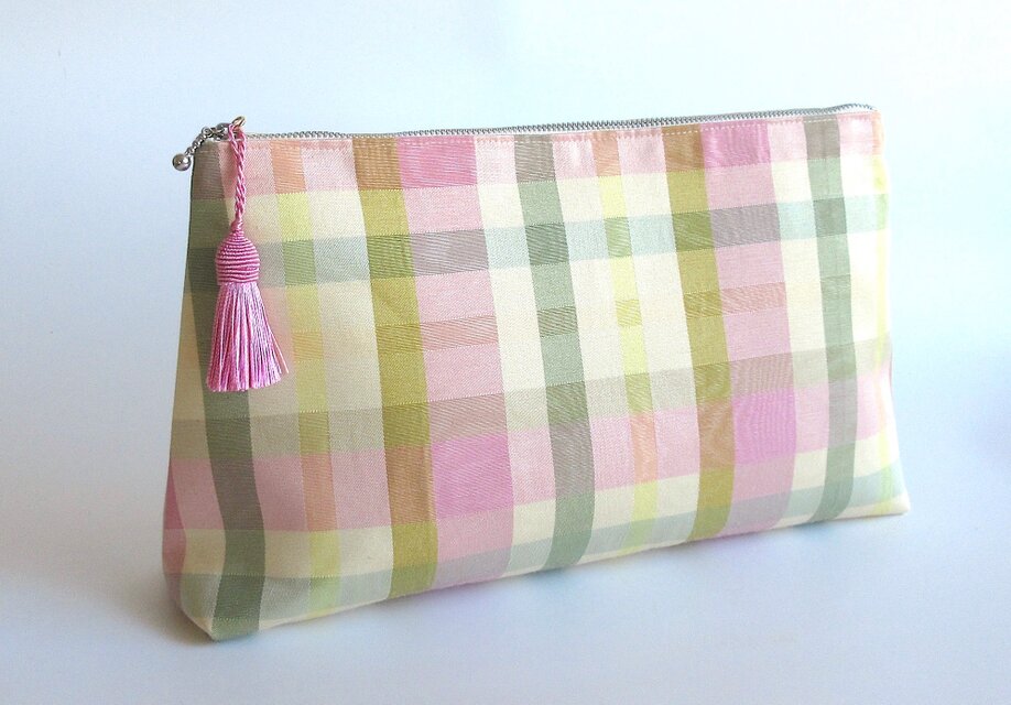 L ポーチ／ランジェリーケース　イタリア製ファブリック（ピンク）