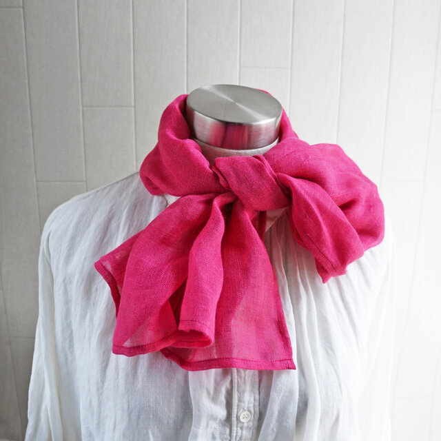 リネン シングルガーゼの手ぬぐい　マゼンタピンク　ミニストール