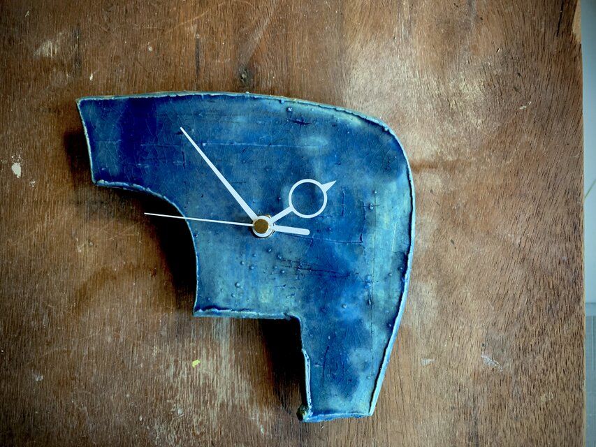 青空ガラス釉　19cm掛け時計