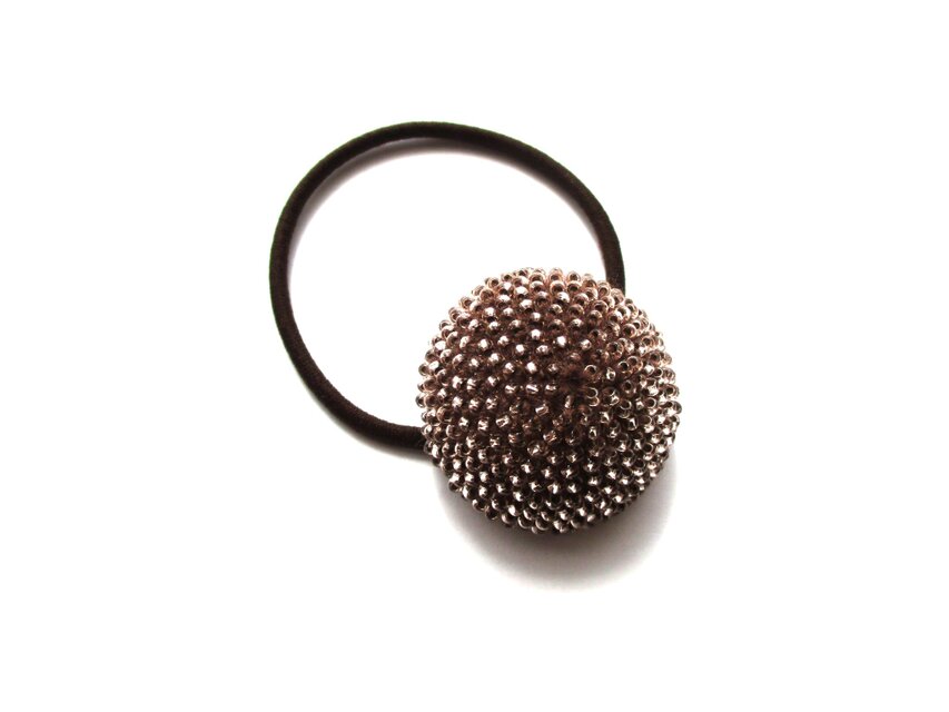 ビーズクロッシェヘアゴム（ピンクゴールド）