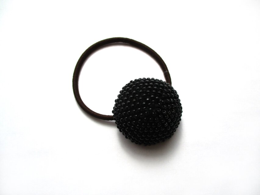 ビーズクロッシェヘアゴム（ブラック）