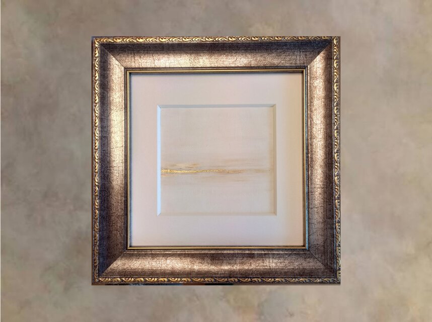 Sold『静 -white-』純金箔の金継ぎアート